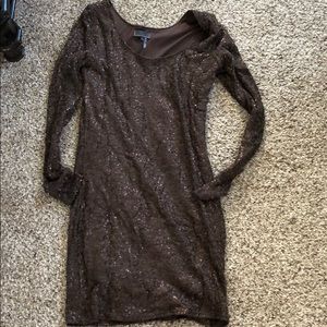 Sparkly shiny long sleeve brown dress!